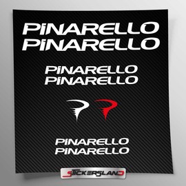Stickersland® Sticker Set Compatible with Frame Pinarello MTB Mountain Bike and Helmet | Sticker Stickers with Logos | Stickersland® (Glossy White)