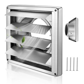 Ventilation Grille Stainless Steel 150 mm Backflow Flap with Moving Slats for Exterior Wall Mounting Exhaust Air Cooker Hood Chimneys Weather Protection Grille Exhaust Grille