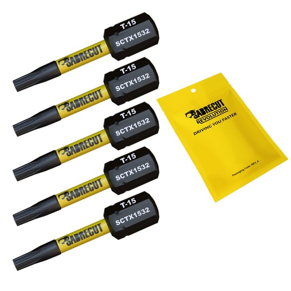 5 x SabreCut SCTX1532_5 32mm T15 TX15 Magnetic Impact Screwdriver