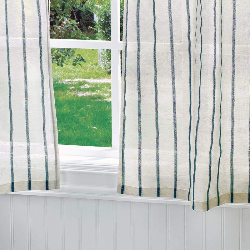 Martha Stewart Laguna Stripe Semi-Sheer Tie Tab Window Curtain Valance