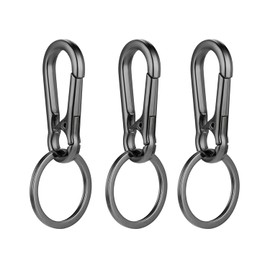 SteelFever Carabiner Keyring, Pack of 3 Metal Keyrings, Small Carabiner Hook, Key Ring with Carabiner Removable for Hanging in Backpack, Car Keys