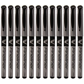 Pilot V Fineliner Liquid Ink 1.2 mm Tip - Black, Box of 12