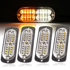 Unbranded 4X 20LED Strobe Marker Flashing Light Recovery Bar Beacon Car 12/24V Amber/White
