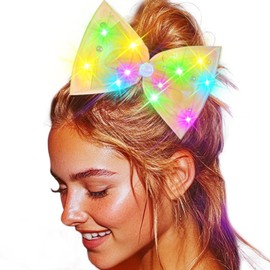 Evlry LED Hair Bows Clips Luminous Butterfly Headband Bows Hair Accessories for Women (Yellow)