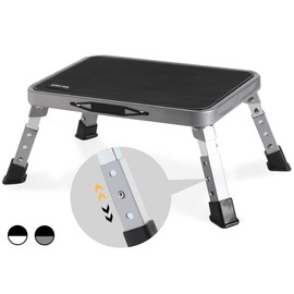 Double Elite 3 Levels Adjustable Folding Step Stools for Adults, Sturdy Metal RV Step, Safer Foldable Small Kitchen Stepping Stool for Kids Seniors Bed, Multi-Use Office Foot Stool Under Desk