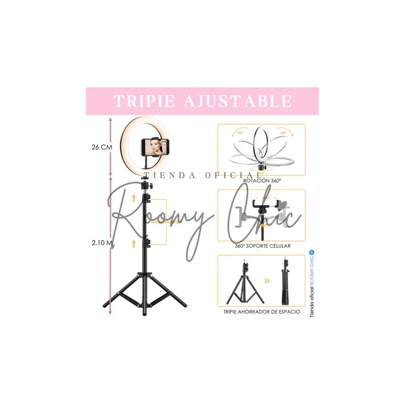 Aro Luz Profesional 10 Led Para Maquillaje Fotografía Tripie