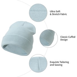 YANWANG Baby Beanie Hat Mittens Set Kids Winter Warm Knitted Hats with Gloves for Toddlers Boys Girls, Blue (have thumbs)