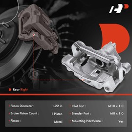 A-Premium Disc Brake Caliper Assembly with Bracket Compatible with Select Hyundai Models - Elantra 2009 2010 2011 2012, L4 2.0L - Rear Right Passenger Side
