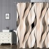 Ruelvth Cream Shower Curtain, Modern Abstract Cream and Grey Striped