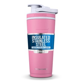 Ice Shaker Insulated Stainless Steel Shaker Bottle | 26oz, Pink | Cold for 30+ Hours | Insulated Cup with Twist-on Agitator | Odor-Free Bottle for Protein Shakes, Water, Smoothies, Cocktails