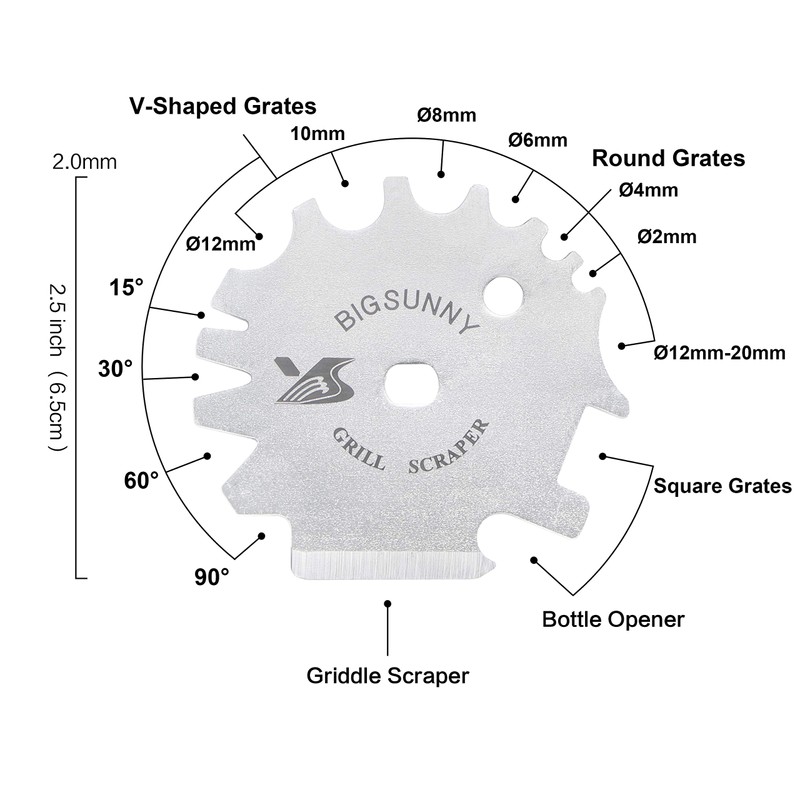 MSY BIGSUNNY Good Grip Stainless Steel Grill Scraper for BBQ