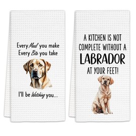 FIicy Labrador Gifts Kitchen Towels Set of 2, Labrador Dog Owner Gifts Dish Towels, Yellow Labrador Retriever Gifts Decorative Hand Towels for Kitchen, Labrador Dog Lovers Kitchen Decor(16x24 Inch)