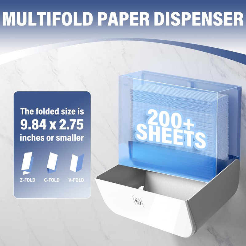Bertreno Paper Towel Dispenser Wall Mount Multifold/Trifold/C Fold Paper Hand