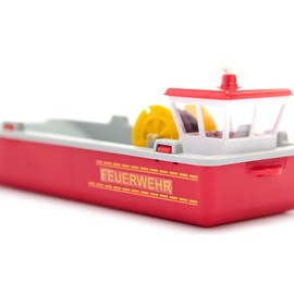 siku 2117, Fire Brigade Workboat, 1:50, Metal/Plastic, Red/Yellow, Incl. Ford F150 Pick-Up and Sticker Sheet