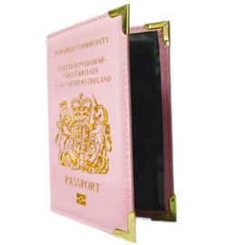 Aestustheri British Passport Holder - UK Passport Wallet - PU Leather Passport Cover - Travel Passport Holder for Men and Women - Passport Cover UK (Pink)