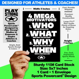Play Strong 1-Pack 4 MEGA MOTIVATORS Sports Powercard (5x7in) Empower Sports Inspirational Motivational Greeting Card for Athletes, Coaches and Fans - Empower the Champion!