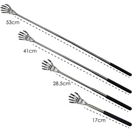 FIXTOOLS Extendable Stainless Steel Telescopic Back Scratcher with Claw Massager and Soft Rubber Handles for Itch Relief Portable and Convenient.
