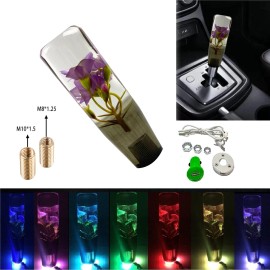 Real Flower Shift Knob VIP JDM LED Light RGB Real Flowers Manual Car Gear Shift Knob Lever Shifter 15CM