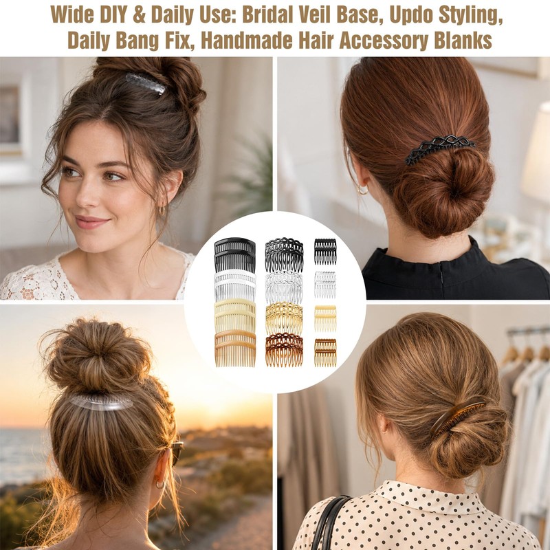 Amabro 24pcs French Side Combs Hair Clips Wedding All Hair