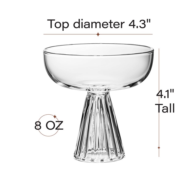 Paris Coupe Cocktail and Champagne Glasses for Daiquiri, Sidecar, Gimlet