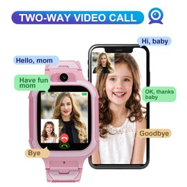 4G Kids Smart Watch GPS Tracker - Smartwatch with Two Way Call Video Calling Voice Chat SOS Class Mode Stopwatch Pedometer Games Wi-Fi Touch Screen Alarm Clock Smartwatches for Boys Girl (Pink)