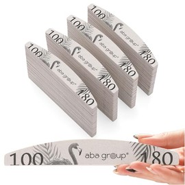 ABA GROUP Nail File 100/180-100 Pieces - Crescent Moon 4 mm Thick - Professional Tools for Gel and Natural Nails, Files for Gel Nails, Double-Sided Nail Files, Nail File Set, Nail Studio Accessories & Home
