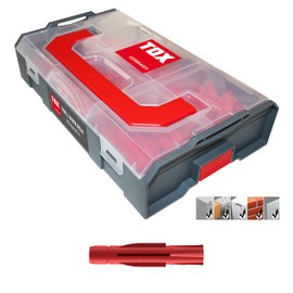 TOX L-BOXX Mini Allround Tri Dowel Set Effective, Compact, Clear, Individually Adjustable & Stackable + Tri Dowel Assortment for Fixings in Almost All Building Materials, 094900201, Grey