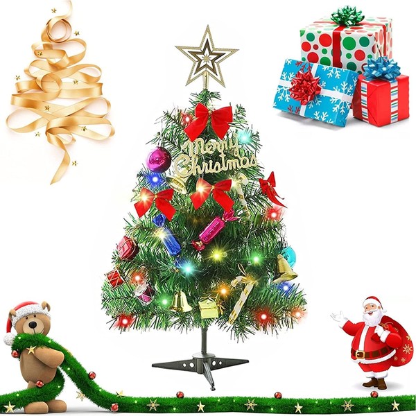 30 cm Small Christmas Tree, Small Christmas Tree with Lighting, Artificial Christmas Tree, Fully Decorated, Mini Artificial Christmas Tree, Single Christmas Tree Small