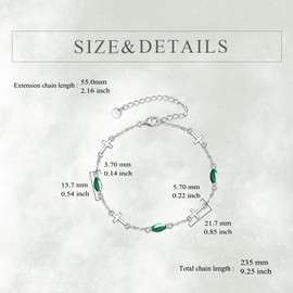 CRMAD Malachite Cross Bracelet for Women Sterling Silver Malachite Cross Bracelet Cross Jewelry Gift (Cross -Malachite)