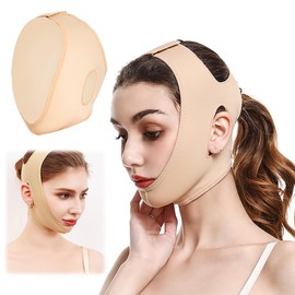 AAGWW Face Line Band, Anti-Wrinkle, Chin Lift, Cheek Lifting, Small Face Slack, Face Lifting, Beauty Tool (Product Contents: Face Slim Belt, Skin Color, Large Size, 1 Piece Set)