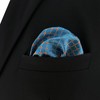 SHLAX&WING Blue Men's Pocket Square Silk Checkered 32cm Extra Large,