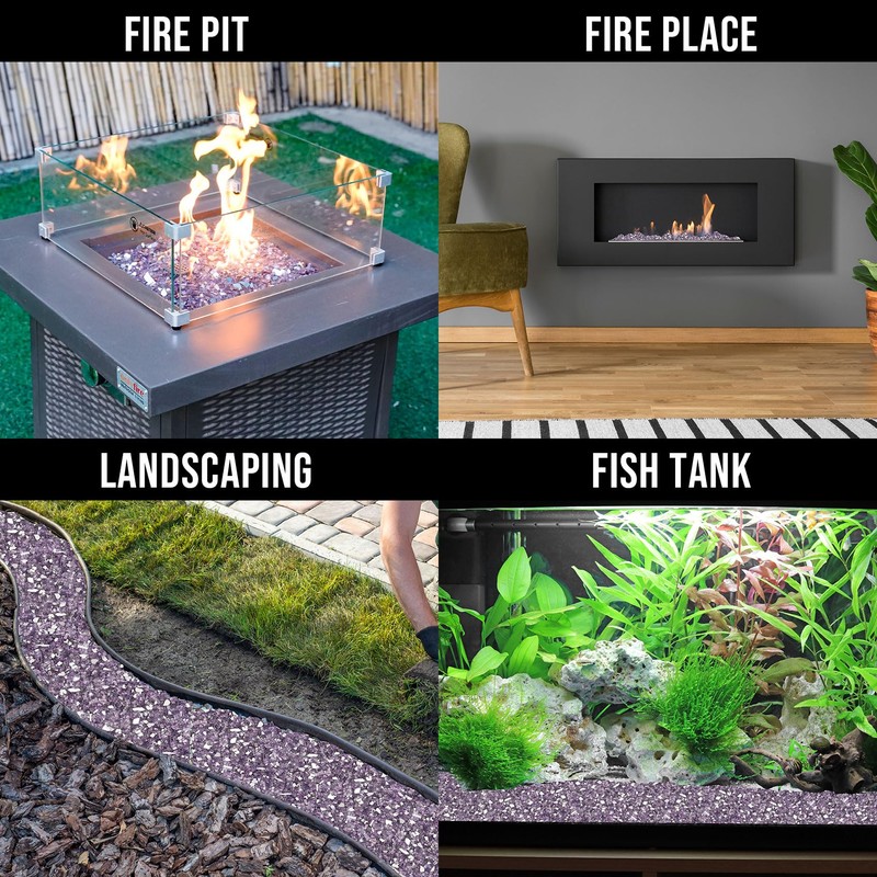 Skyflame 1/4 inch Reflective Fire Pit Glass, High Luster Purple