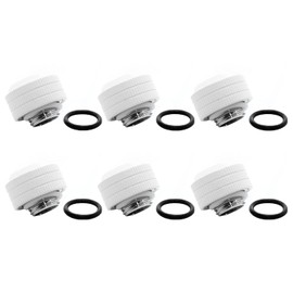 dracaena.io 6 pack G1/4 thread to 3/8" ID, 1/2" OD PVC hose copper adapter, soft tube compression fitting for Computer water cooling system, White