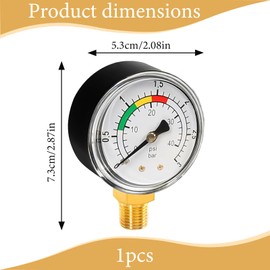 VIDSTW Pressure Gauge Water Pressure Diameter 53 mm Water Pressure Gauge Water 0-3 Bar Pressure Gauge 1/4 BSPT Conical Thread Pressure Gauge Water for Small Water Treatment Systems