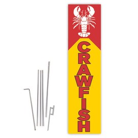 Cobb Promo Crawfish (Yellow) Rectangle Boomer Flag with Complete 15ft Pole kit and Ground Spike