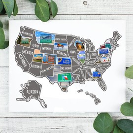 US scratch off map; State Welcome signs, travel poster; Scratch off Poster; Places Traveled; State Border signs - Size: 8x10 without Title