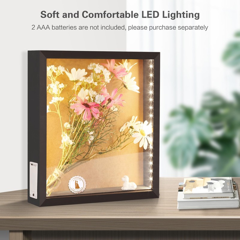 LED Shadow Box Frame Wine Cork Holder Display Case with