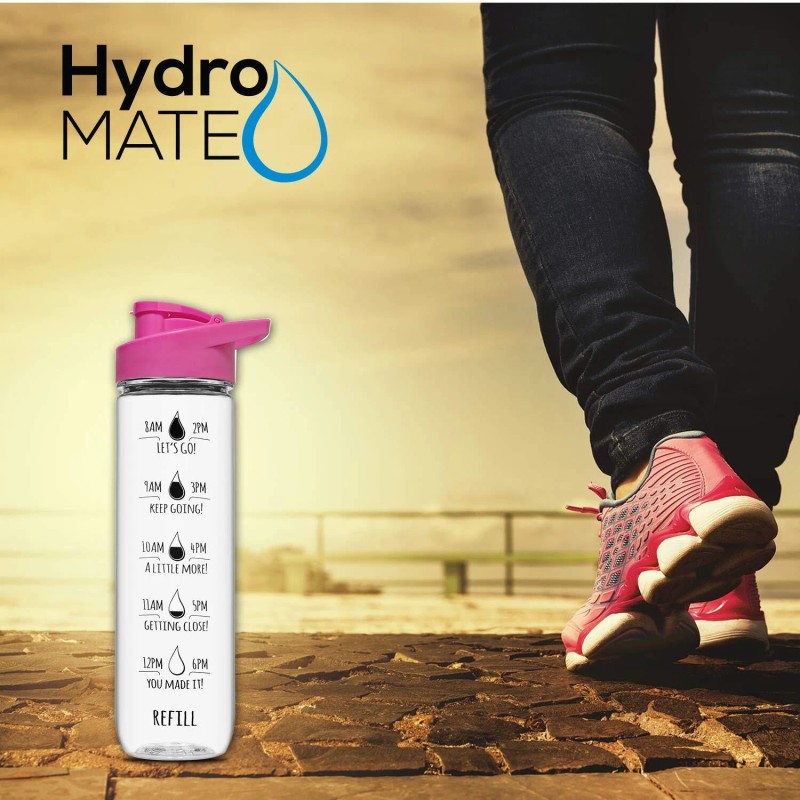 NatureWorks HydroMATE 32 oz Water Bottle with Time Markers Motivational