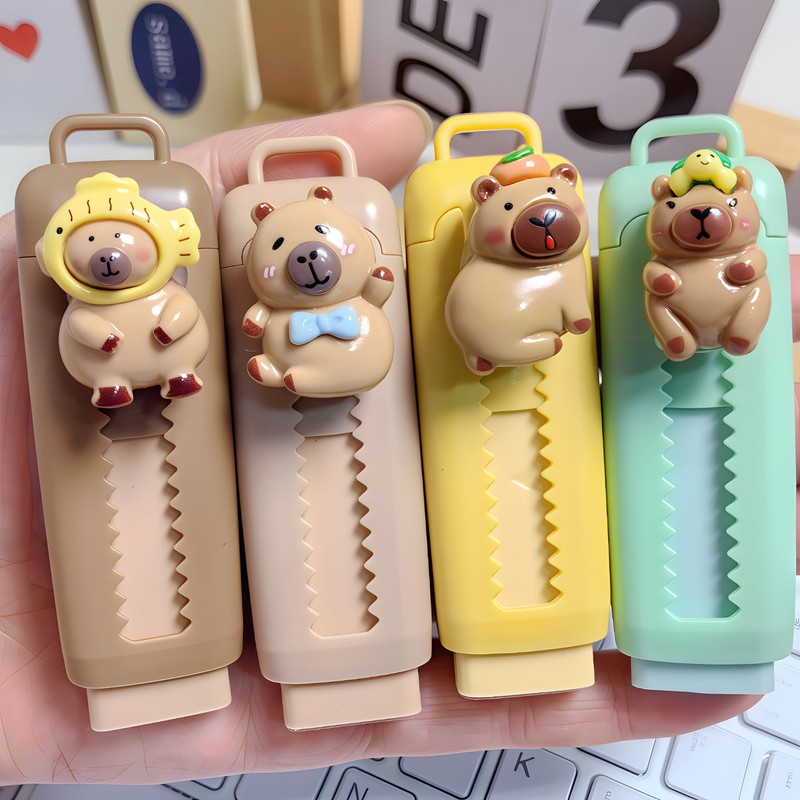 Pack of 4 Capybara Retractable Erasers Kids Capybara Funny Erasers