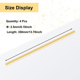 LAVMHAB Round Brass Rod 2.5mm x 350mm, Solid Round Brass Shaft Rods Bars for DIY Craft (4 Pcs)