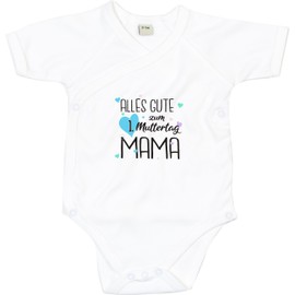 Kleckerliese Baby Body Wrap Bodysuit Boy Girl Short Sleeve "Alles Liebe zum 1st Muttertag Mama, White, 3-6 months
