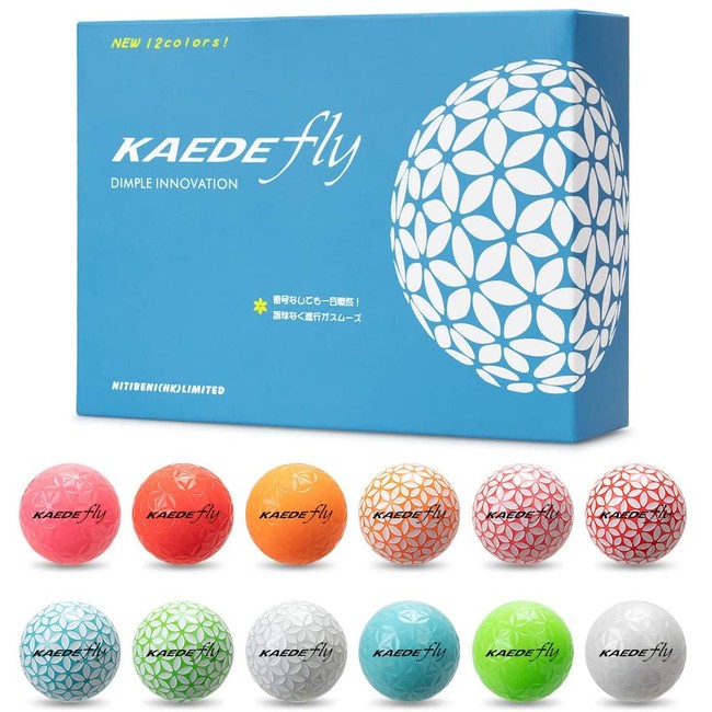 KAEDE Fly Golf 2-Piece Mixed Colored Distance Golf Balls 12 Colors (One Dozen)