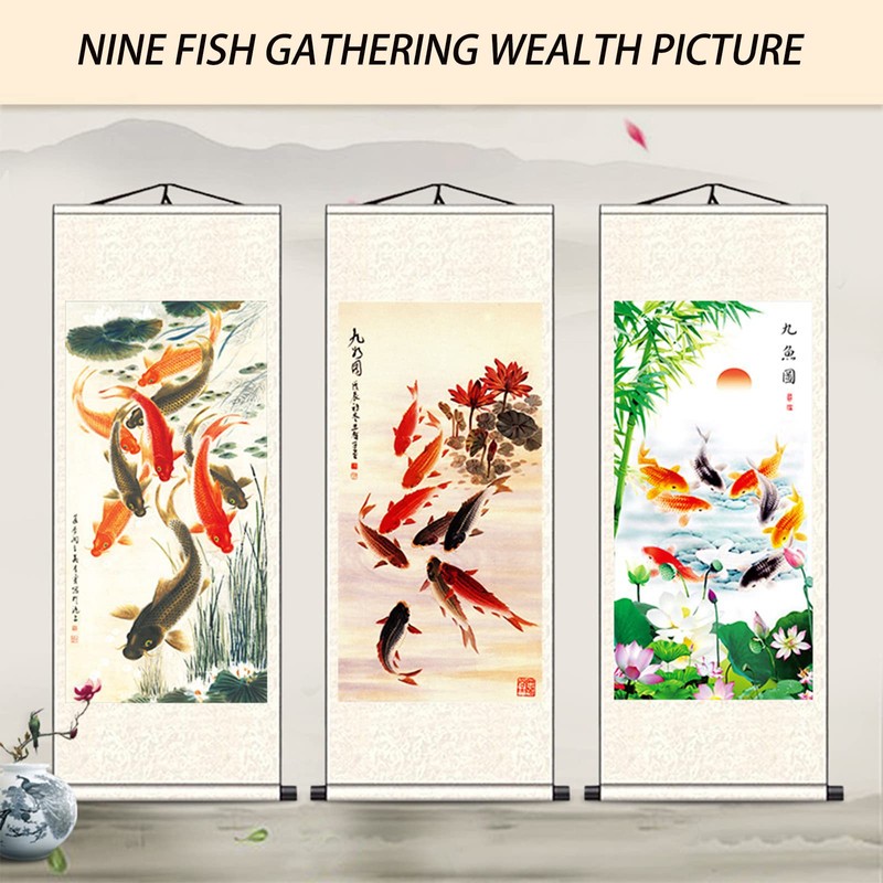 FOVNOT Asian Silk Scroll, Asian Wall Scroll Asian Wall Art