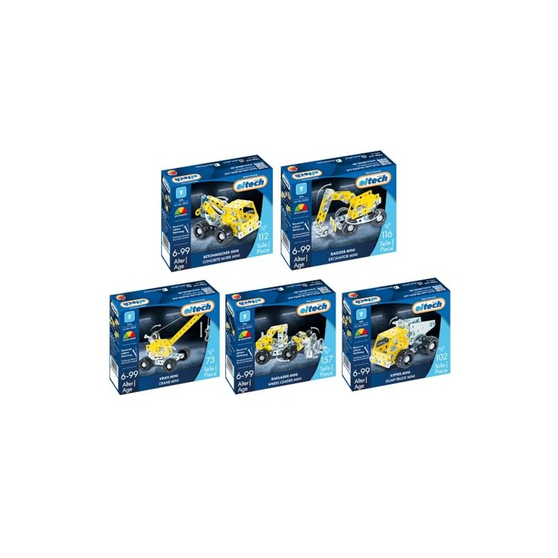 Eitech Metallbaukasten - Mini Baustellenfahrzeuge (5er Set)