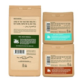 Dr. Squatch NEW Natural Body Wash for Men - Exfoliating and Non-Exfoliating - Pine Tar (14 oz) + Coconut Castaway + Wood Barrel Bourbon (8 oz, 2 Pack) + Body Scrubber