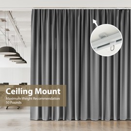 MaKefeile Ceiling Curtain Track,Curtain Track Wall Mounted,Ceiling Mount Rail Room Divider Tracks Extra Long Curtains Rod for Living Room Bedroom Patio Sliding Door Curtains with Clips,White 6ft