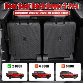 EVGoXMods Rear Seat Back Cover Compatible with Ford Bronco 2 Door 2025 2024 2023 2022 2021, All-Weather Backrest Protector Mat Liner Interior Accessories