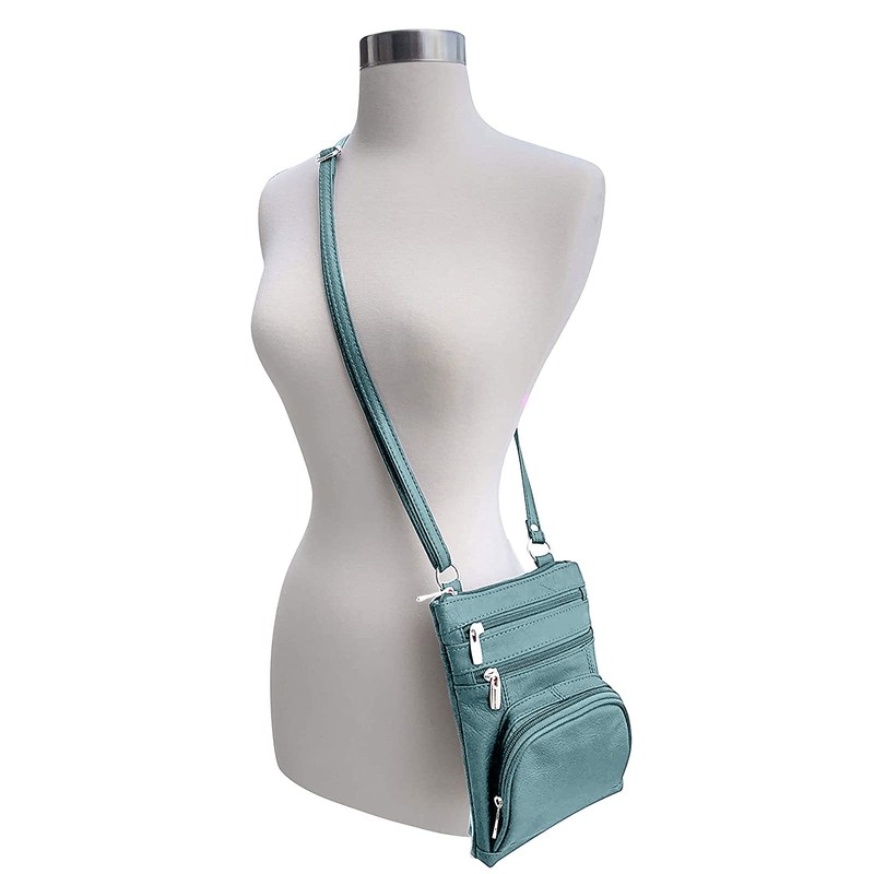 Roma Leathers Auténtico bolso cruzado XL, multibolsillo, correa ajustable, XL,