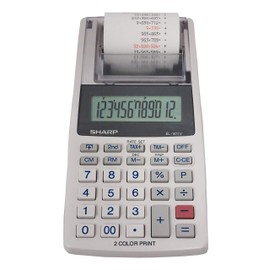 Sharp EL-1611V Handheld Portable Cordless 12 Digit Large LCD Display Two-Color Printing Calculator with Tax Functions