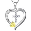 YL Heart Necklace 925 Sterling Silver 12 Birthstone Cubic Zirconia